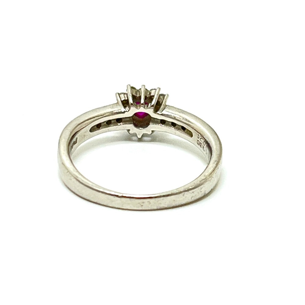 jewelry Pt900 R0.30ct D0.24ct ルビー ハート ダイヤ アクセサリー リング・指輪 Pt900 レディース シルバー