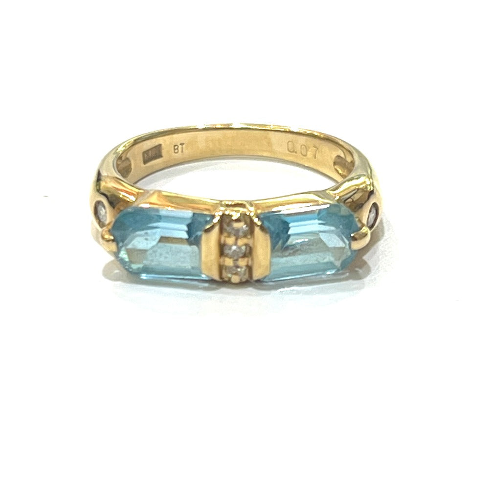 Jewelry K18 Aquamarine D0.07ct Accessories Colored Stone Gemstone Ring K18 Women's Gold