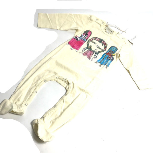 GUCCI 596315 ヒグチユウコ コラボ キャット ロンパース 猫 トップス ベビー BABY 赤ちゃん 長袖 ツナギ コットン キッズ ホワイト