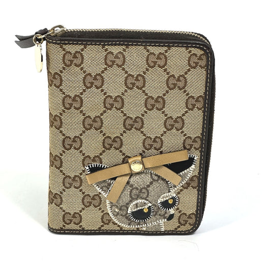 GUCCI 233152 GG グッチョリ チワワ ステーショナリー ラウンドファスナー 手帳カバー GGキャンバス/レザー レディース ブラウン