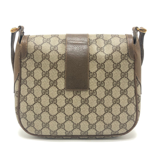 GUCCI オールドグッチ ヴィンテージ GG インターロッキングG カバン 斜め掛け ショルダーバッグ PVC/レザー レディース ベージュ
