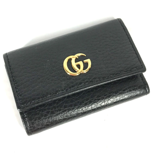 GUCCI 456118 鍵 GGマーモント 6連 キーケース レザー レディース ブラック