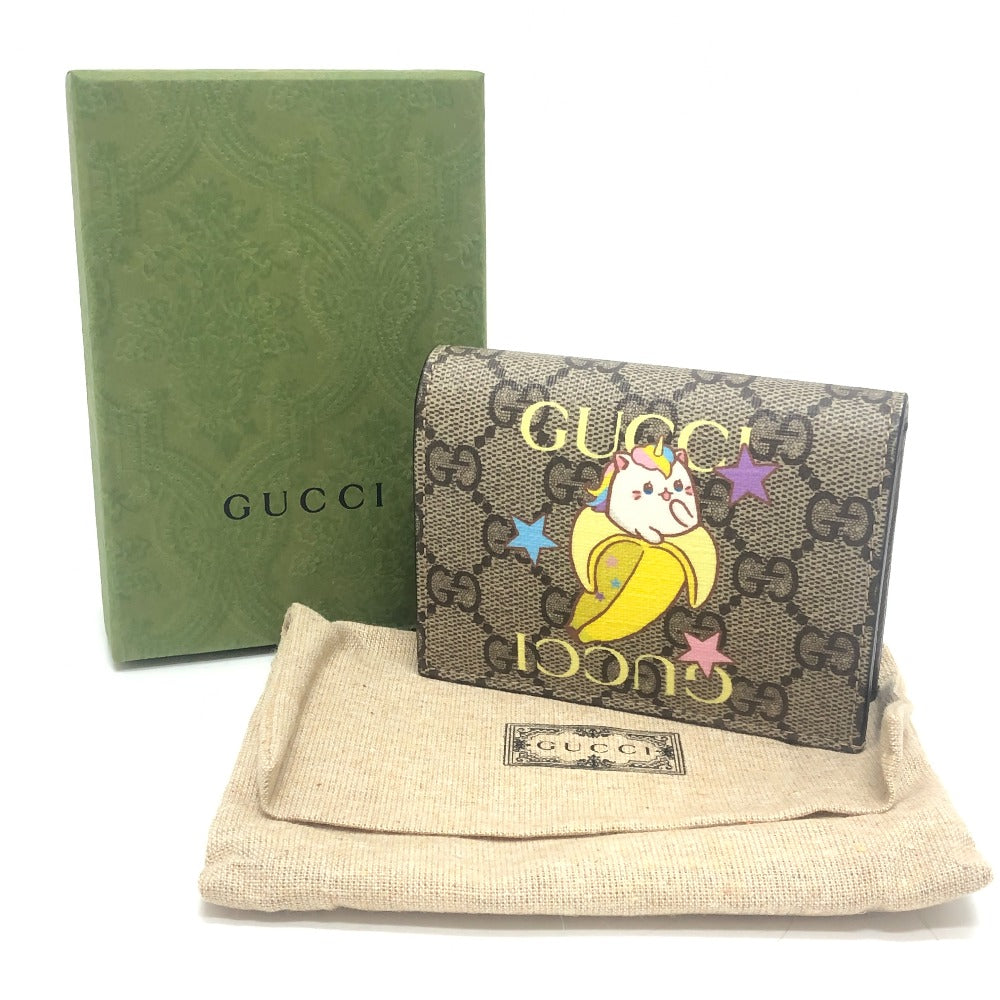 GUCCI 701009 Bananya collaboration Compact Wallet Small Items Folded wallet GG Supreme Canvas Brown Used