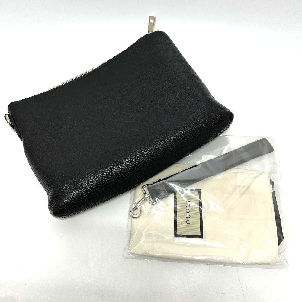 GUCCI 387075 Cosmopolis Strap Bag Clutch Bag Leather Unisex Black