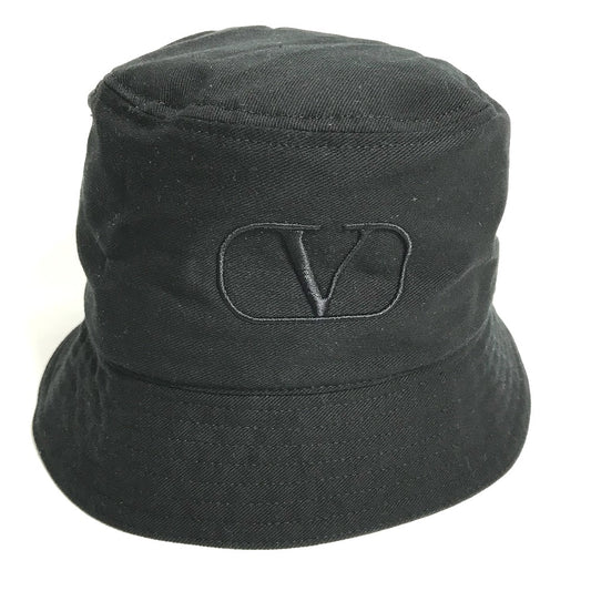 VALENTINO HGA11HCY Vロゴ ハット帽 帽子 バケットハット ボブハット ハット コットン レディース ブラック