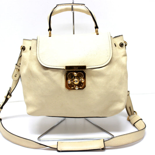 Chloe エルシー カバン 2WAY ハンドバッグ ショルダーバッグ レザー レディース ベージュ