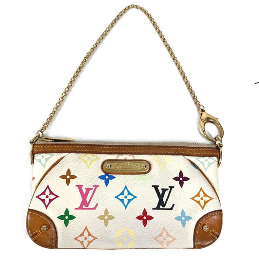 LOUIS VUITTON M60096 モノグラムマルチカラー ミラMM チェーン カバン アクセサリーポーチ ショルダーバッグ モノグラムマルチカラーキャンバス レディース ブロン ホワイト