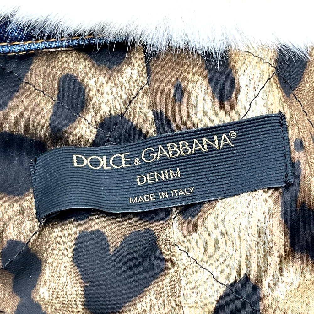 DOLCE&GABBANA ファー付き デニム アウター ジャケット デニム レディース ブルー