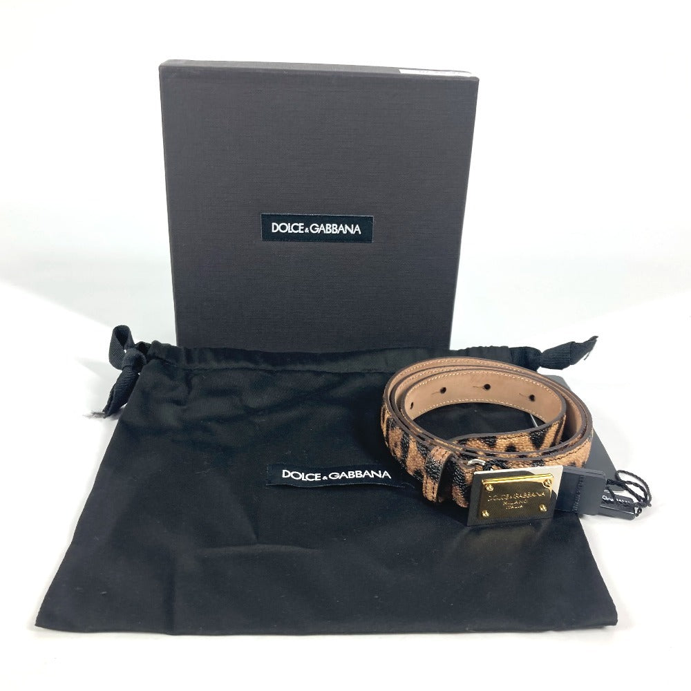 DOLCE & GABBANA Logo Leopard Print Pants Belt for Women, Brown, PVC