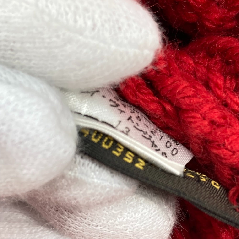 LOUIS VUITTON 缶バッジ ポネコンスタンス ビーニー 帽子 ニット帽 ニットキャップ ニット帽 ウール レディース レッド