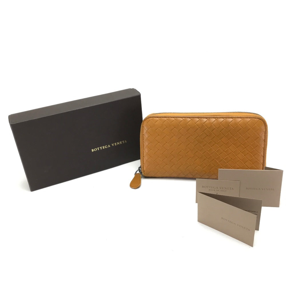 BOTTEGA VENETA Intrecciato Zip-Around Wallet, Lambskin, Women's, Orange