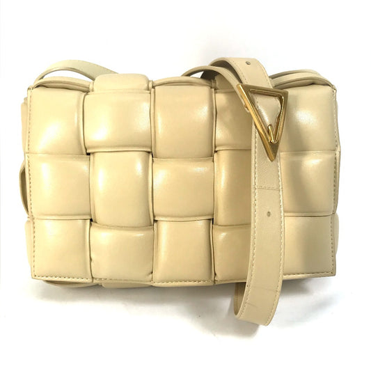 BOTTEGA VENETA 717506 Padded Cassette Shoulder Bag in Beige Leather