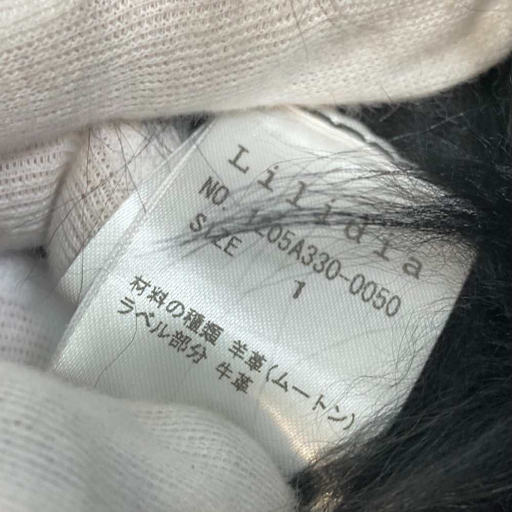 Lilidia Women's Shearling Fur Coat in Black and Dark Khaki