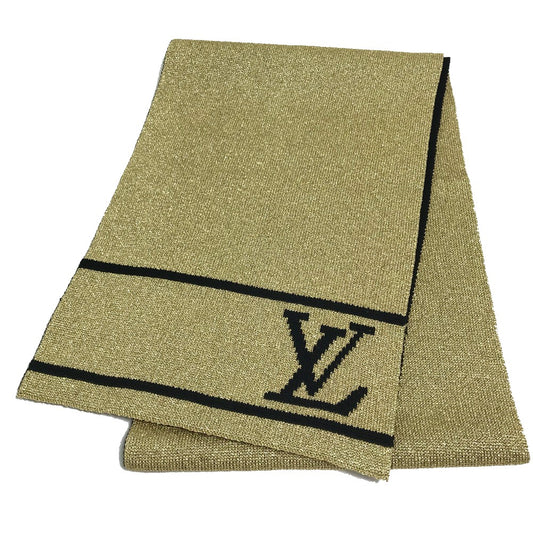 LOUIS VUITTON M76167 エシャルプグリッター ファッション小物 防寒具 マフラー ウール レディース ゴールド×ブラック