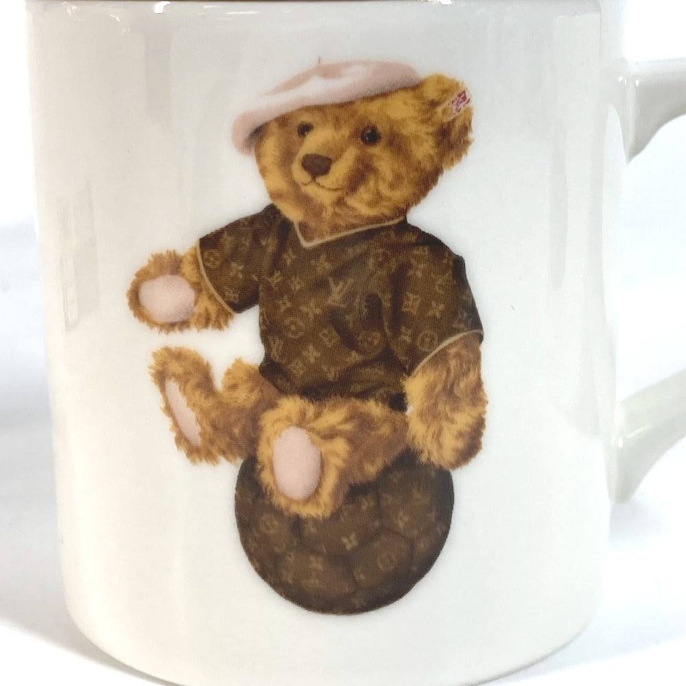 LOUIS VUITTON テディベア モチーフ クマ シュタイフ Steiff モノグラム ペア 2客 セット 食器 コップ マグカップ 陶器 レディース ホワイト