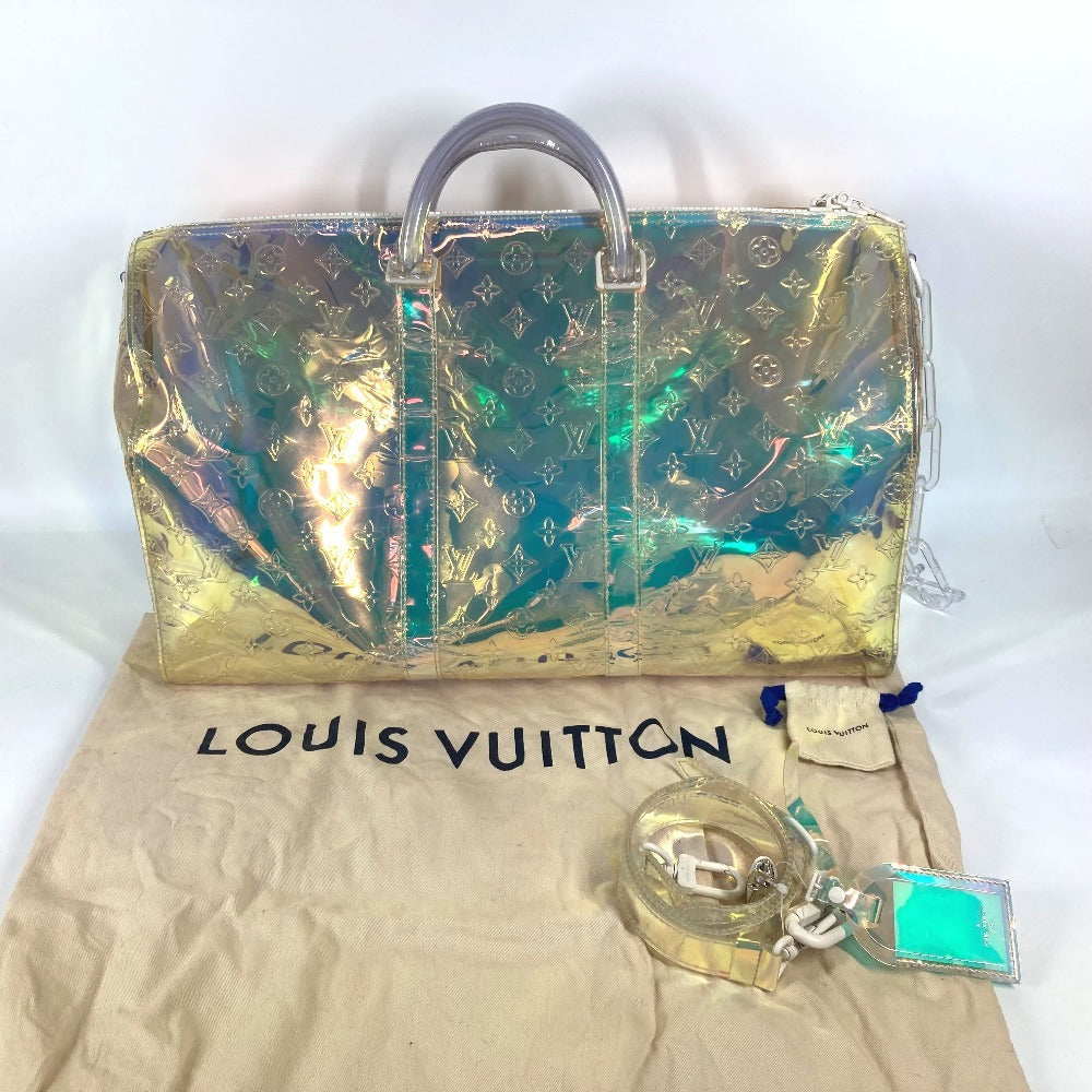 LOUIS VUITTON M53271 Monogram Prism Keepall Bandouliere 50 Travel Bag Shoulder Bag Boston Bag Leather Unisex Aurora Clear