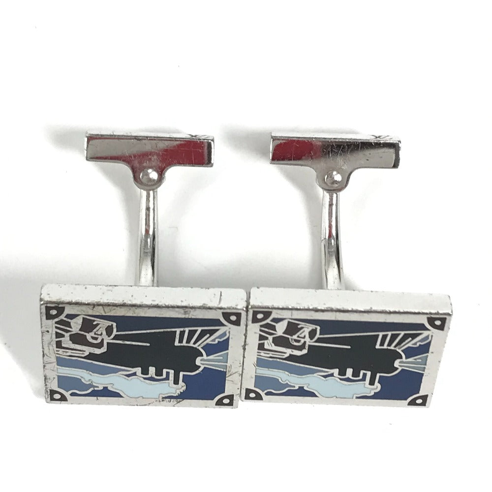 LOUIS VUITTON Train-patterned Button de Manchette Cufflinks, AG925, Men's, Blue