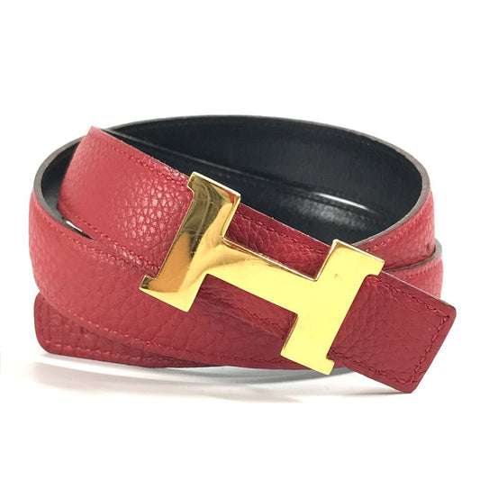 HERMES Hベルト H ベルト コンスタンス ボトムス用ベルト ベルト レザー レディース レッド×ブラック
