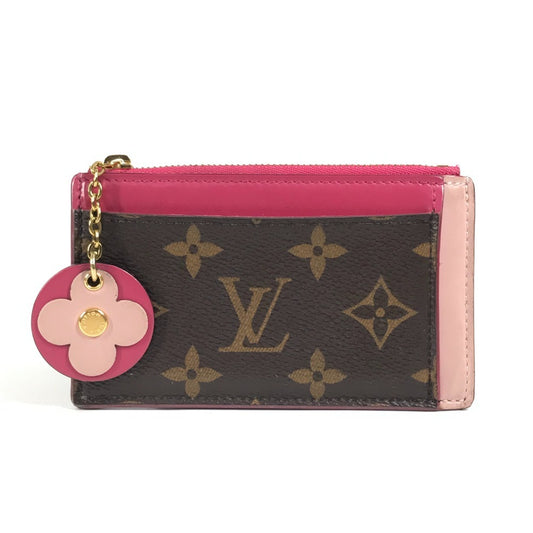LOUIS VUITTON M67494 モノグラム ポルトカルト・ジップ フラワーチャーム 小銭入れ 財布 コインケース モノグラムキャンバス レディース ピンク