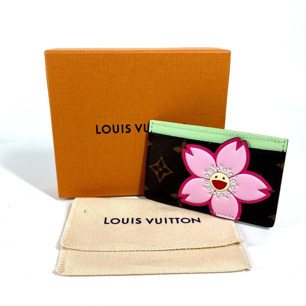 LOUIS VUITTON M13429 村上隆 LV × TM カードケース ポルト カルト・サーンプル チェリーブロッサム 名刺入れ パスケース カードケース モノグラムキャンバス レディース ブラウン