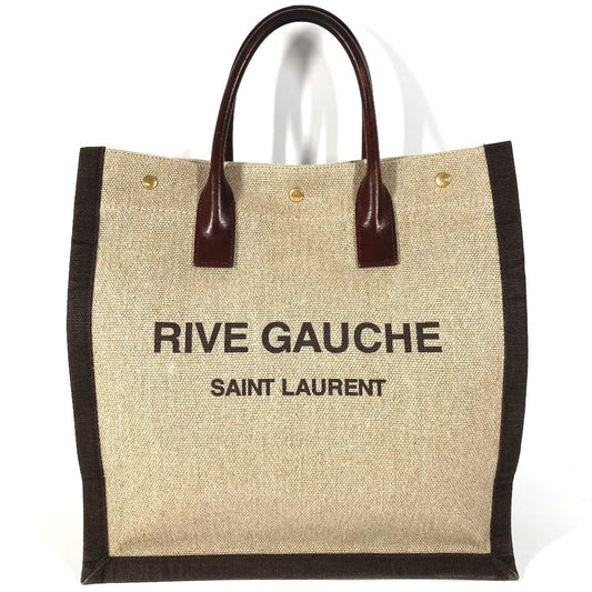 SAINT LAURENT PARIS 631682 RIVE GAUCHE ノエ リヴ・ゴーシュ カバン トートバッグ ショルダーバッグ 縦型トート ハンドバッグ リネン レディース ブラウン