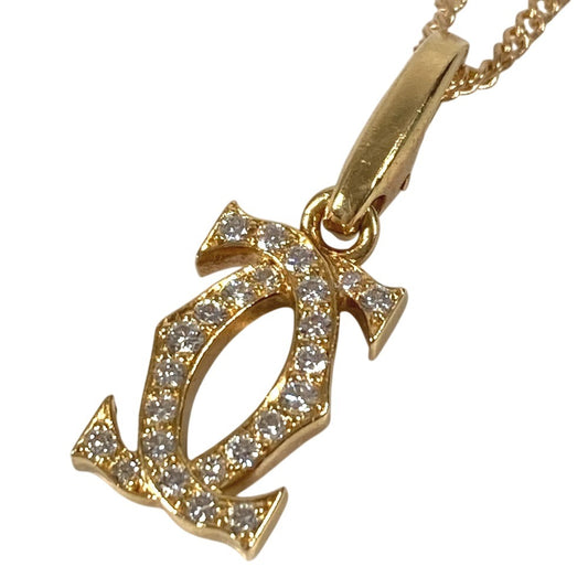 CARTIER ダイヤ K18 金 ダイヤモンド チャーム 2C ロゴ アクセサリー ジュエリー ネックレス ペンダントトップ チャーム Au750 ユニセックス ゴールド