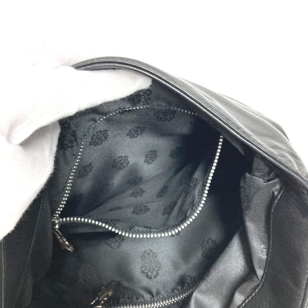 CHROME HEARTS 2つ折り ピラミッドスタッズ ダガージップ カバン ポーチ セカンドバッグ クラッチバッグ レザー ユニセックス ブラック
