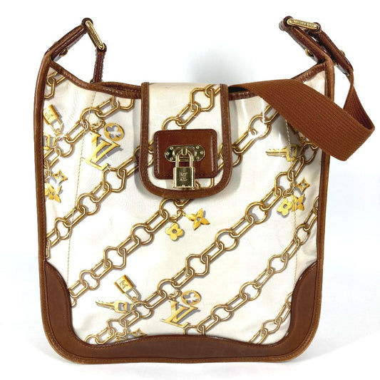 LOUIS VUITTON M95158 モノグラムチャーム ミュゼット カバン 斜め掛け チェーン柄 ショルダーバッグ ビニール/レザー レディース ホワイト