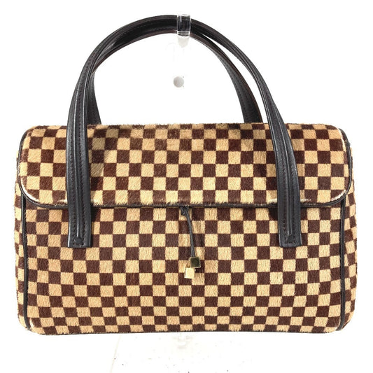 LOUIS VUITTON M92131 ダミエソバージュ ライオン カバン フラップ トートバッグ ハンドバッグ ハラコ レディース ブラウン
