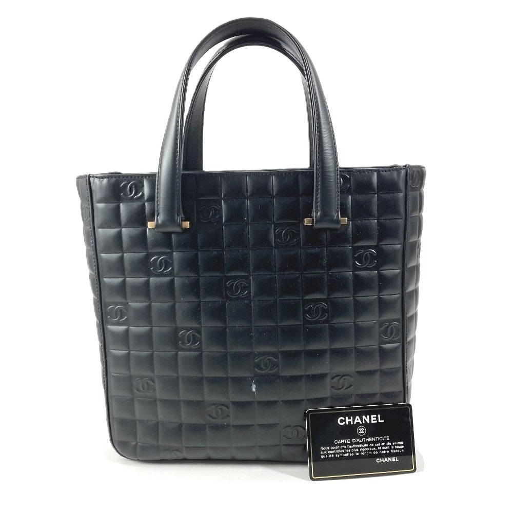 CHANEL ヴィンテージ ロゴ CC ココマーク チョコバー カバン トートバッグ ハンドバッグ レザー ユニセックス ブラック
