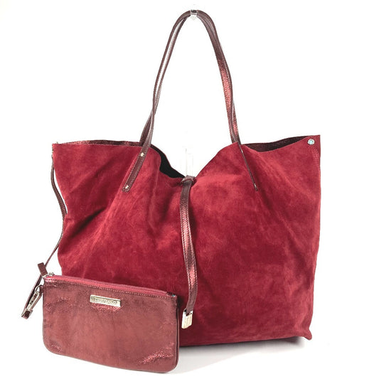 TIFFANY&Co. Pouch Included, Logo Reversible Bag, Tote Bag, Shoulder Bag, Metallic Shoulder Bag, Suede/Leather, Unisex, Red