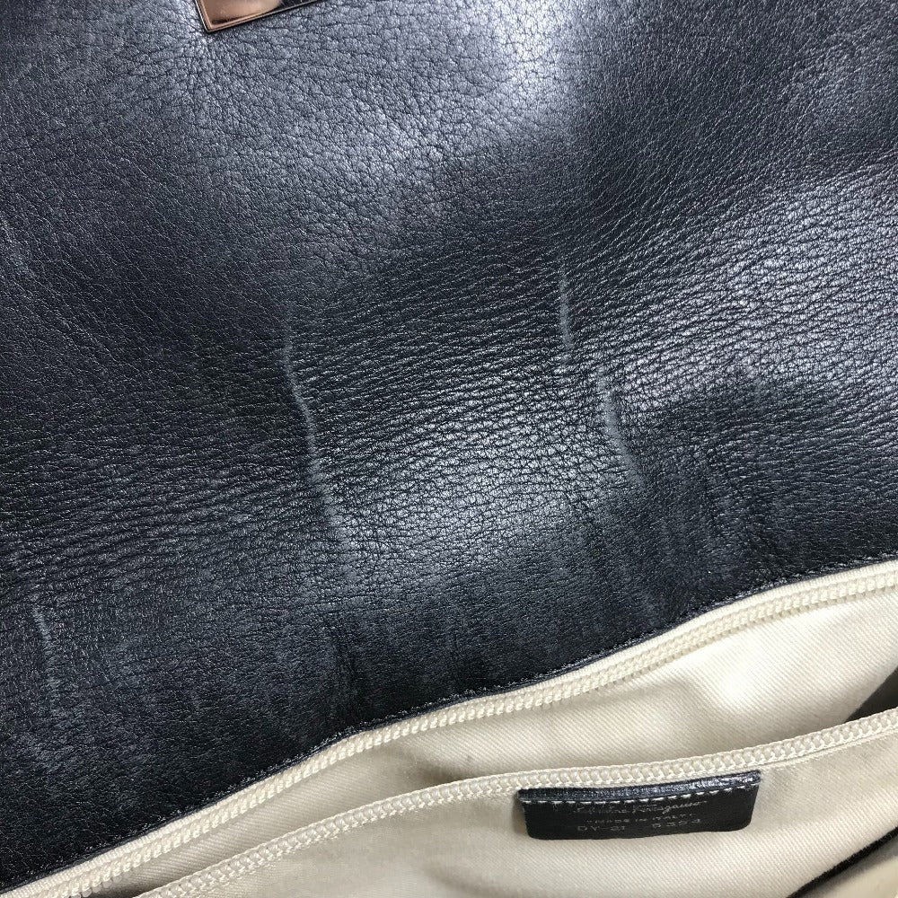 Salvatore Ferragamo ガンチーニ ロゴ 肩掛け カバン フラップ トートバッグ ビジネスバッグ ショルダーバッグ レザー ユニセックス ブラック