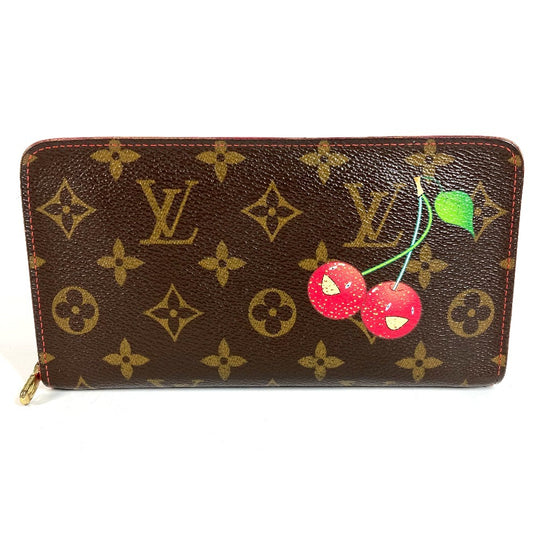 LOUIS VUITTON M95006 モノグラムチェリー 村上隆 ポルト モネ ジップ ロングウォレット ラウンドファスナー 長財布 モノグラムチェリーキャンバス レディース ブラウン