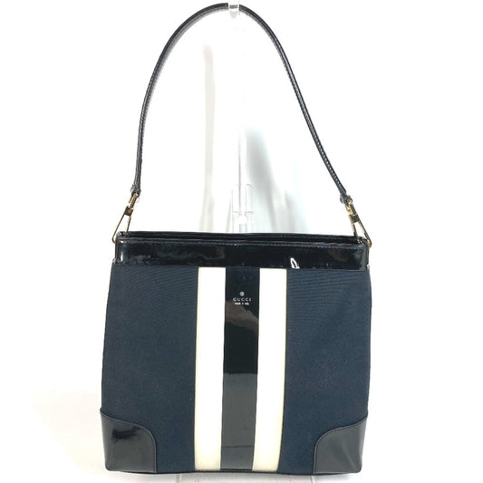GUCCI 001 4231 ヴィンテージ ロゴ ストライプ カバン 肩掛け トートバッグ ショルダーバッグ キャンバス ユニセックス ブラック