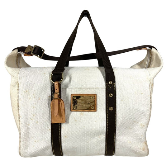 LOUIS VUITTON M40030 アンティグア サックウィークエンド 2WAYバッグ ショルダーバッグ 肩掛け トートバッグ ボストンバッグ キャンバス ユニセックス エクリュ ホワイト