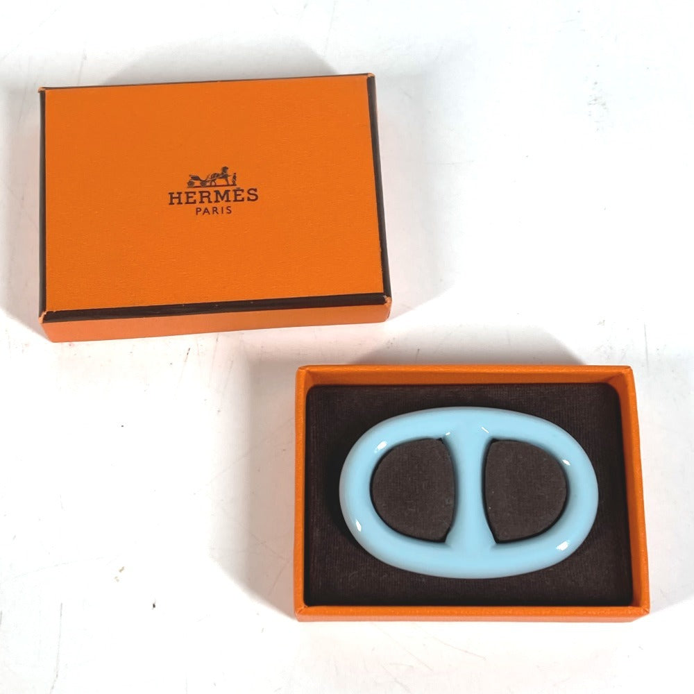 HERMES Chaine d'Ancre โลโก้ เครื่องประดับ ห่วงผ้าพันคอ โลหะ ยูนิเซ็กส์ สีฟ้าอ่อน