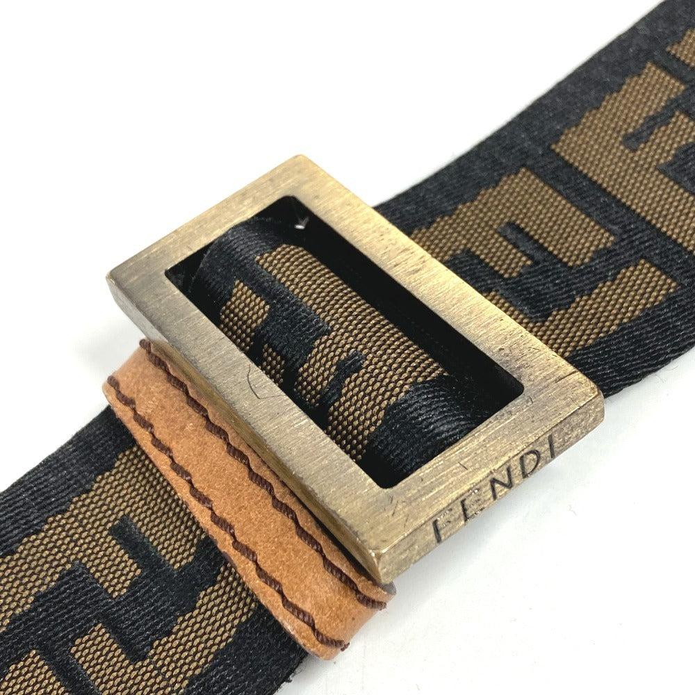 FENDI ズッカ ロゴ カバン 斜め掛け ポシェット ショルダーバッグ ナイロンキャンバス/レザー ユニセックス ブラウン