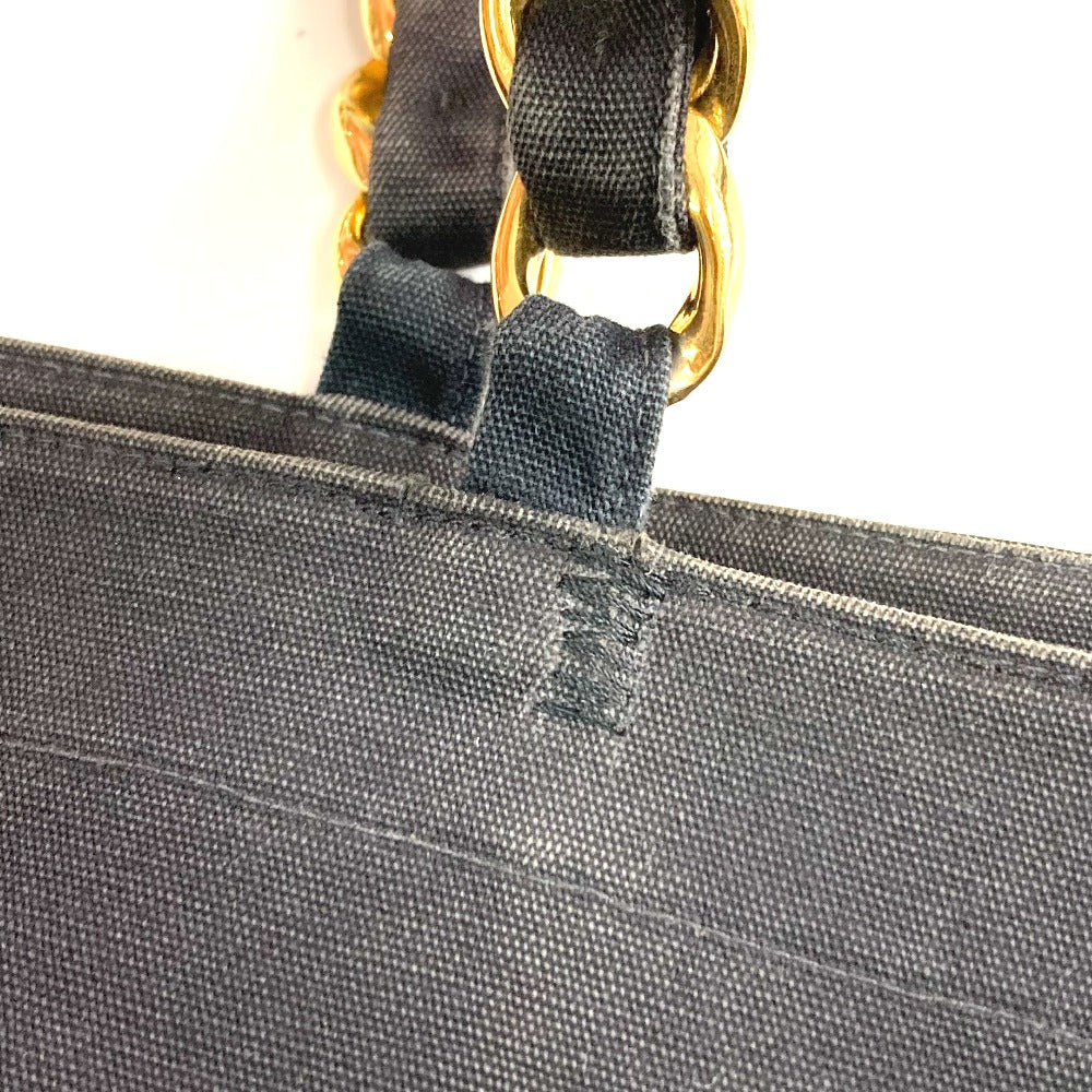 CHANEL ロゴ CC ココマーク カバン トートバッグ 肩掛け Wチェーン チェーンバッグ ショルダーバッグ キャンバス レディース ブラック