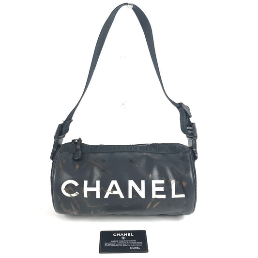 CHANEL スポーツ CC ココマーク ロゴ 筒形 ショルダーバッグ ワンショルダー セミショルダー ミニバッグ ショルダーバッグ ナイロン ユニセックス ブラック