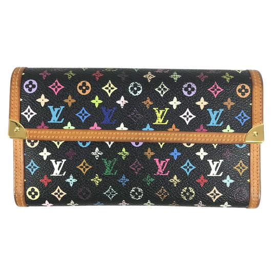 LOUIS VUITTON M92658 Porte Tresor International Tri-fold Wallet Long Wallet Long Wallet MonogramMulticoloreCanvas Noir Black Used