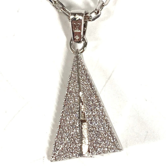 LOUIS VUITTON M01034 ラインストーン ペンダント LV ペイパープレーン アクセサリー ジュエリー チェーン ネックレス メタル ユニセックス シルバー