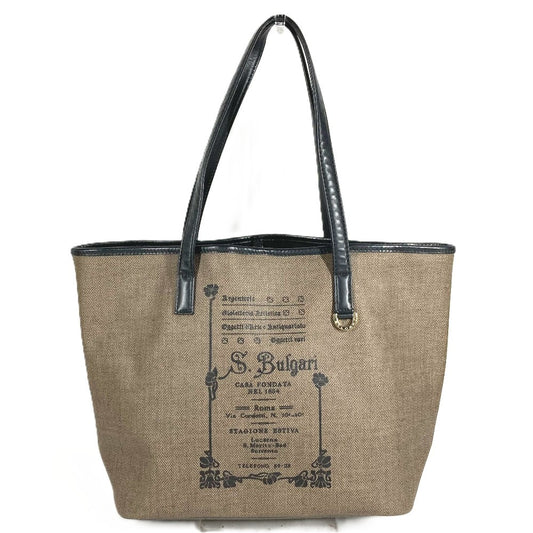 BVLGARI ロゴ S.Bulgari カバン トートバッグ 肩掛け ショルダーバッグ レザー/コーティングキャンバス ユニセックス グレー