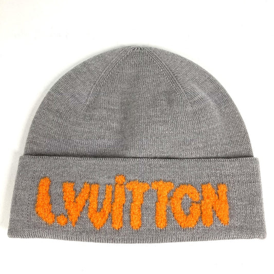 LOUIS VUITTON M5354A โลโก้ Two-tone Monogram Hip Beanie หมวกไหมพรม หมวกถัก หมวกไหมพรม ขนสัตว์ สำหรับผู้ชาย สีเทา
