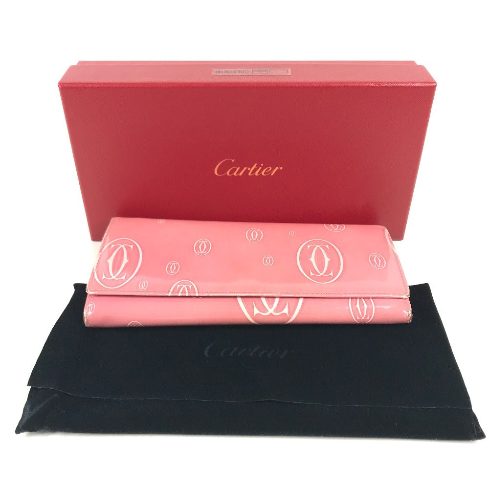 CARTIER Happy birthday logo Long Wallet Bi-fold Flap Long Wallet Leather pink Used