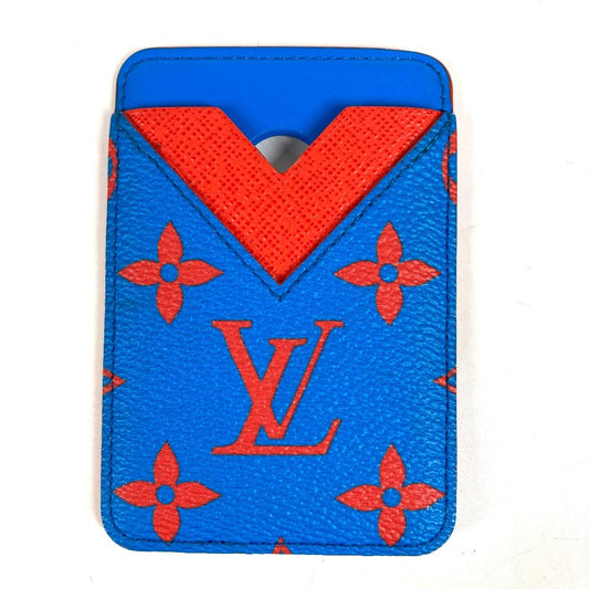 LOUIS VUITTON M15034 Monogram Glow Porte Cult Magnet MagSafe business card holder/pass case Card Case MonogramCanvas blue/Orange Used