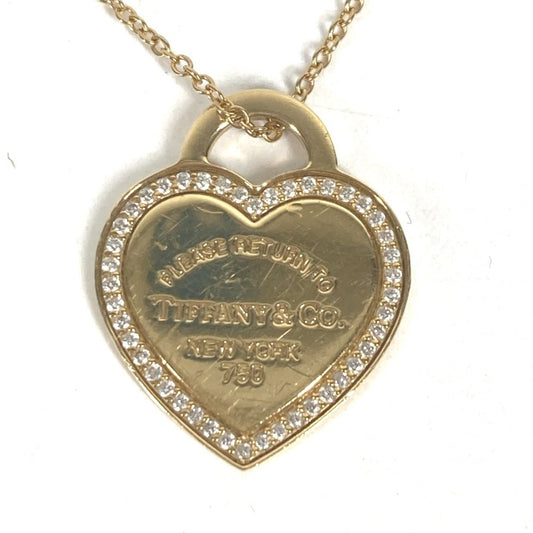 TIFFANY&Co. K18 Gold 18K Return to Heart Necklace with Diamond Accessories Jewelry Chain Necklace Necklace YG750 Gold/Gold Used
