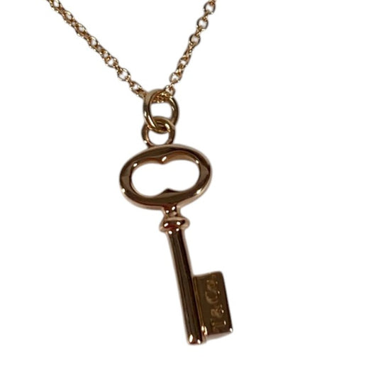 TIFFANY&Co. K18 18K Gold Oval Key Necklace Key Accessory Jewelry Chain Necklace Au750 Women's Pink Gold