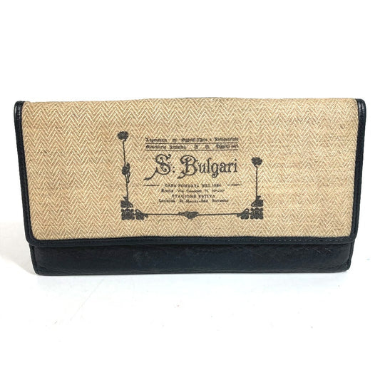 BVLGARI フラップ S.bulgari ロゴ ロングウォレット フラップ 長財布 PVC/レザー ユニセックス ベージュ