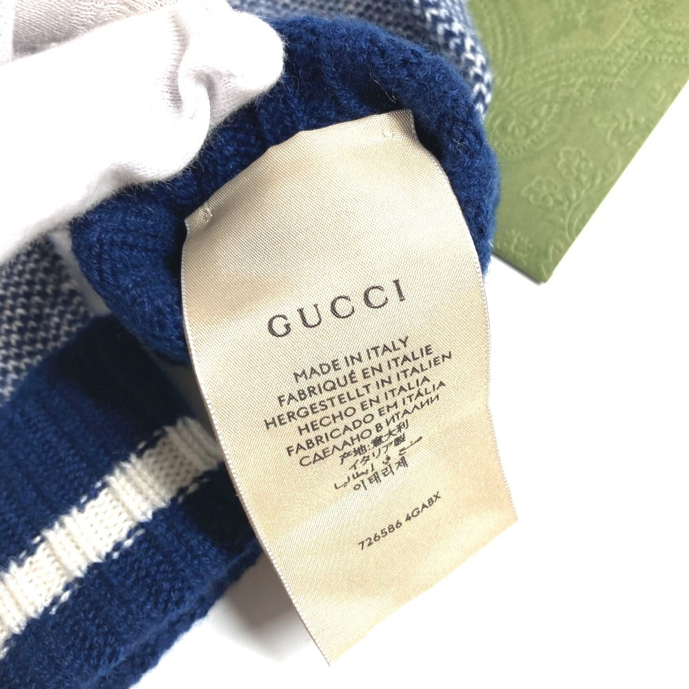 GUCCI 726586 ロゴ GG フィンガーレス グローブ アクセサリー ニット 手袋 カシミヤ レディース ネイビー