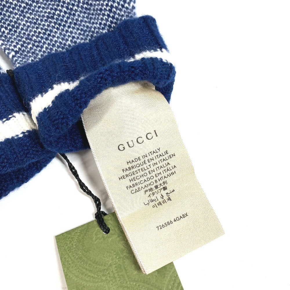 GUCCI 726586 Logo GG Fingerless Gloves Accessories Knitted Gloves Cashmere Women's Navy